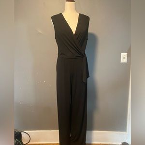 Stylish Black Flowy Wrap Around Jumpsuit
